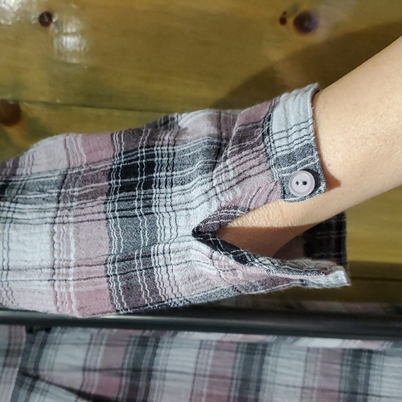 GARNET HILL PLUS SIZE 14 PLAID SHIRT DRESS PINK BLACK GRAY LONG SLEEVE PLAID - Picture 5 of 11